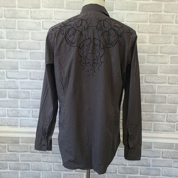 Vintage Diesel Mens Long Sleeve Shirt Gray Embroidered Sun Fade Grunge Lg - Picture 9 of 9